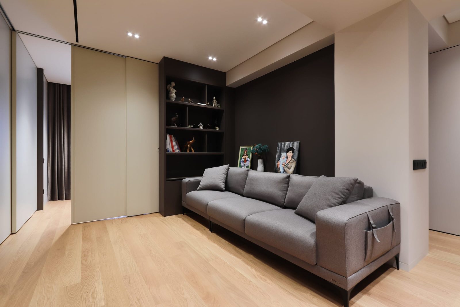 Living room with the sliding panel closed