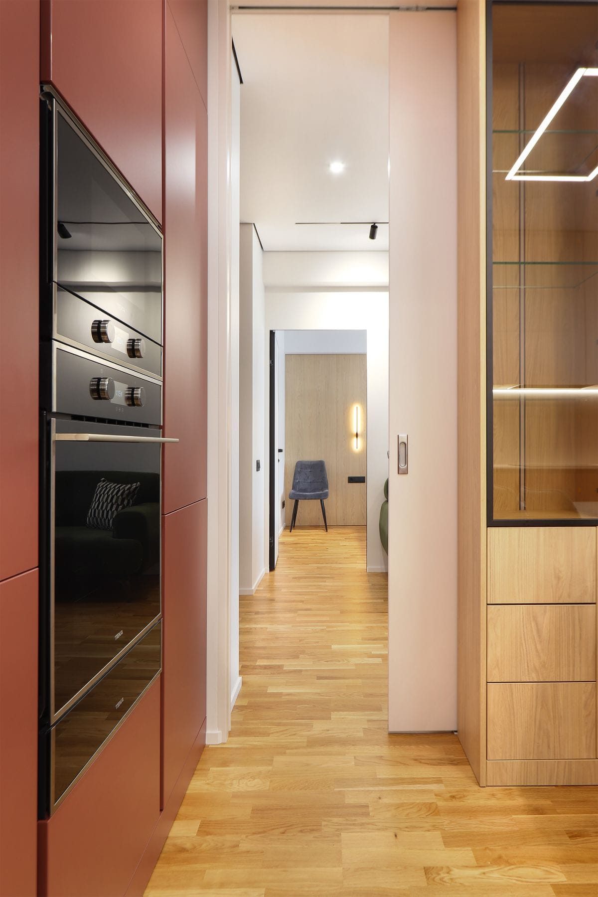 Built-in ovens and the corridor beyond