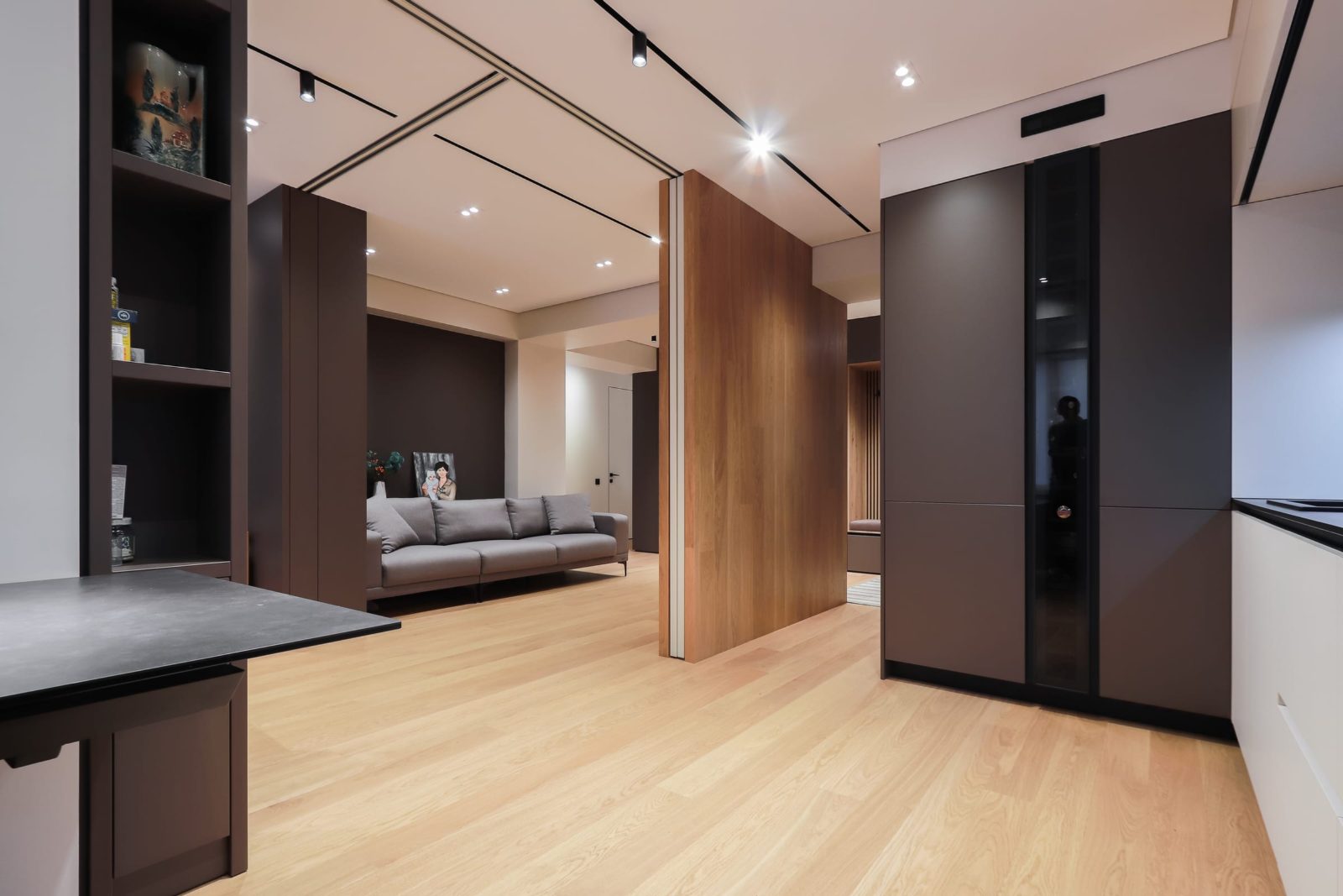 Open-plan living, dining and kitchen