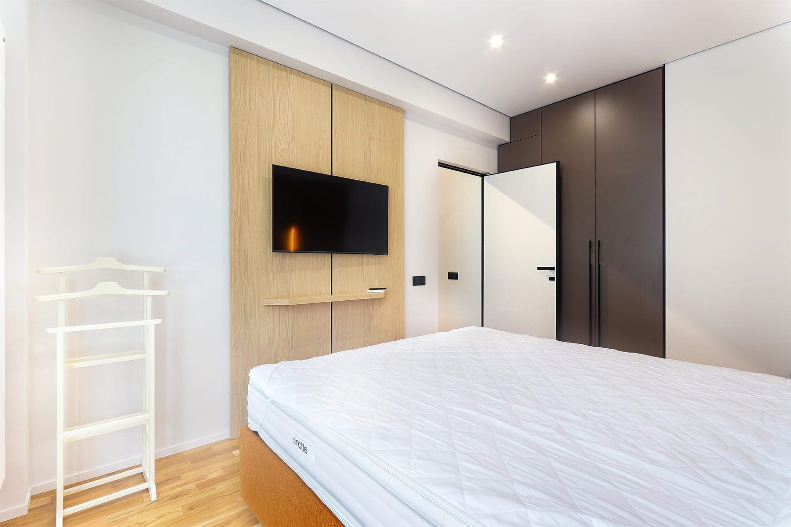 Bedroom TV wall and graphite wardrobe