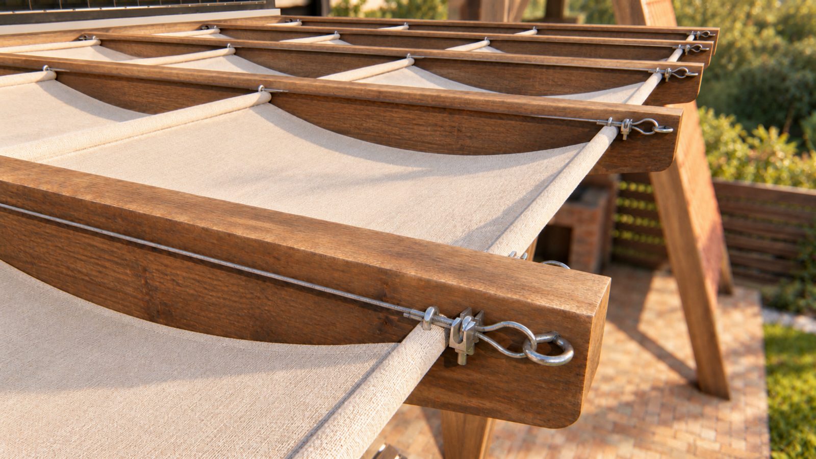 Detail of the canopy rail and fixings