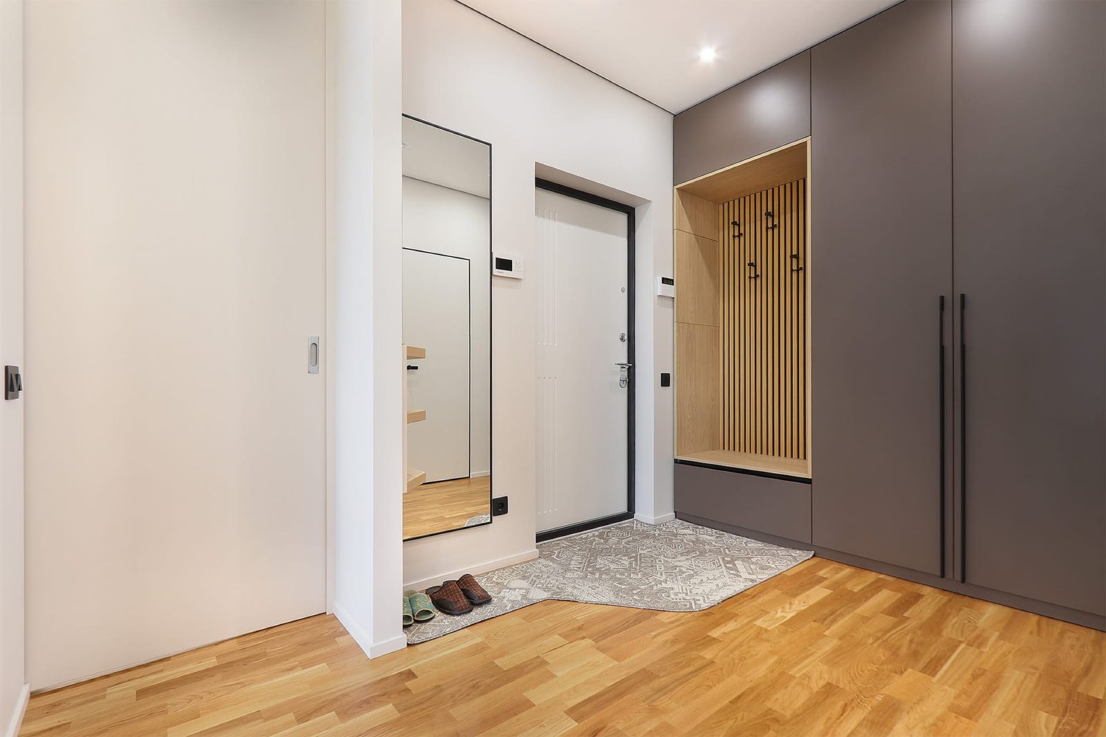 Front door and coat storage