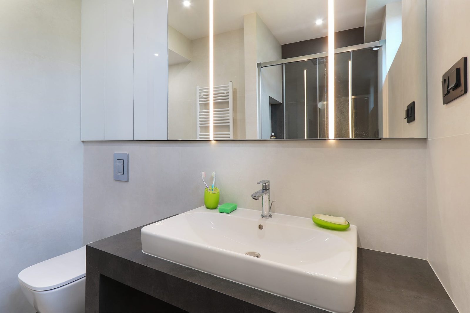 Bathroom basin and shower screen